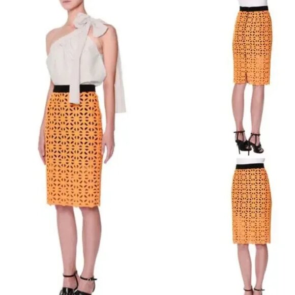 MSGM Geometric Macramé Midi Pencil Skirt - Picture 1 of 11